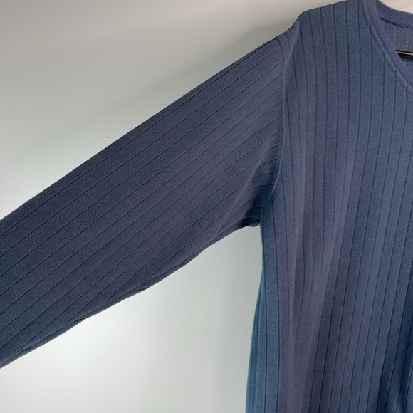 VINTAGE True North Men’s Fleece V-Neck Sweater Steel Blue Ribbed Long Sleeve S - Picture 4 of 10